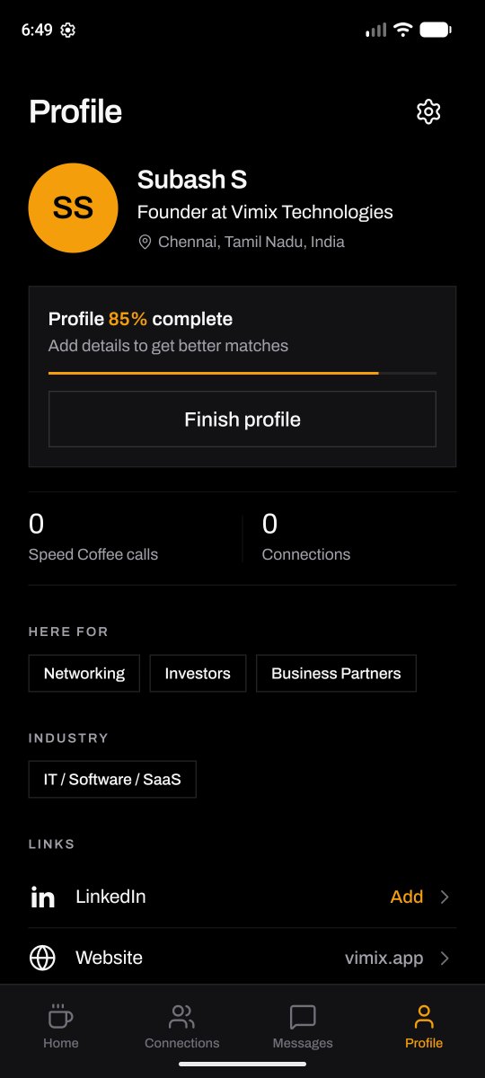 Profile screen